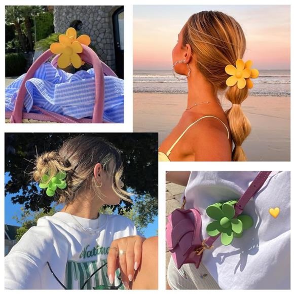 7 Pcs Flower Claw Clips Clips Hibiscus Hair Clip 🌸🌺🍓 - Picture 5 of 6